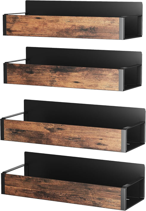 2/3/4 Pack Vetacsion Moveable Fridge Magnetic Spice Racks,Metal Black/White (Wood)
