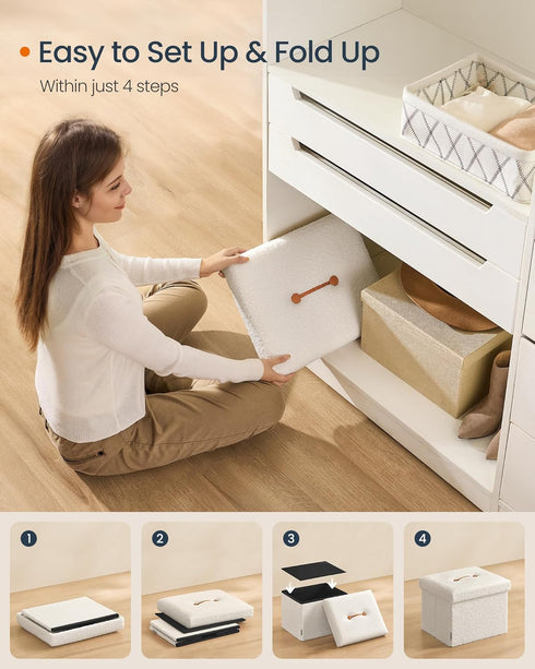 12.2 16.1 12.2 Inches, 286 lb, ULSF094W01 SONGMICS Small Folding Storage Ottoman, Foot Rest Stool, x x Ottoman