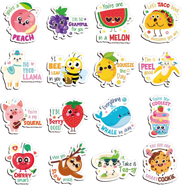 16 Pcs Cute Fridge Magnets, Fun Puns Magnetic Stickers for Locker, Fridge, Whiteboard
