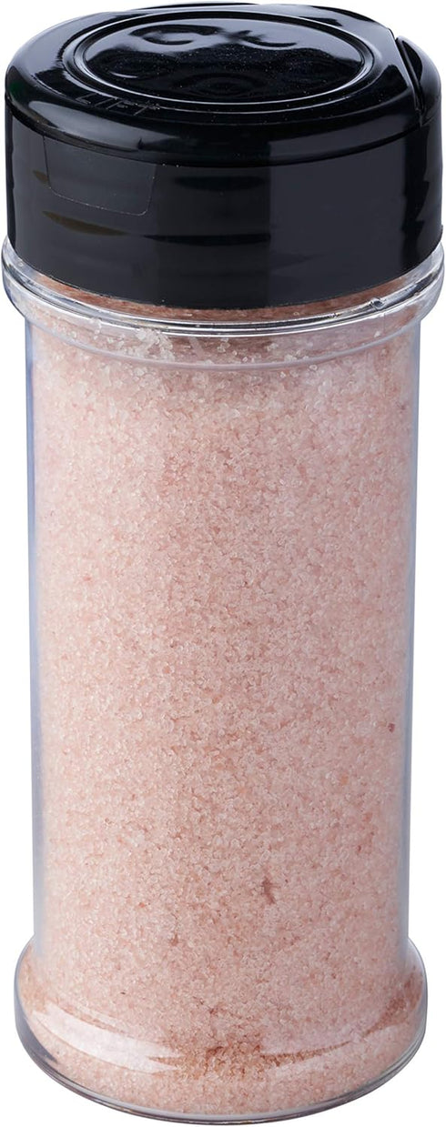 12 Pack of 6 Oz. Empty Clear Plastic Spice Bottles with Black Top Lids for Storing Salt, Sweeteners, and Spices