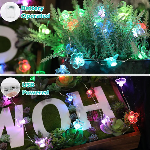13 40 20 Vigdur Cherry Blossom Lights, FT LEDs Multicolor Flower String Lights Battery Operated with Remote&Timer