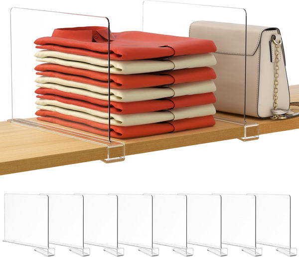 HBlife 8 Pack Clear Shelf Dividers, Vertical Purse Organizer for Closet Perfect