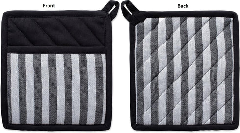 DII Cotton Heat Resistant Kitchen Pot Holders Set, 2 Piece, Farmhouse Chic Geometric Design