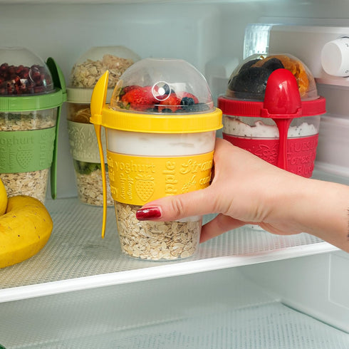 4 Pack 20 oz Crystalia On The Go Yogurt Parfait Cups with Lids & Spoons, Overnight Oats Containers/Jars, Oatmeal