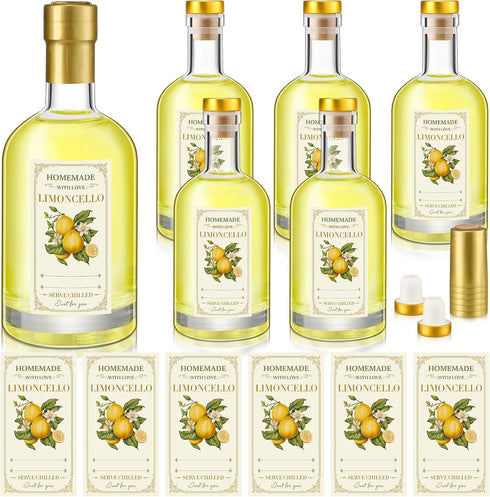 Funnymoom 6 Set 12.7 oz Limoncello Glass Bottles Gift with Airtight Lid Cap