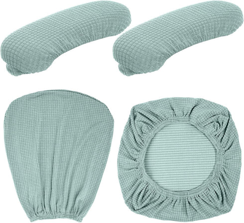 Office Chair Covers Set Computer Universal Protective Stretchable Chair Seat Covers Desk Chair Armrest Covers Slipcovers Pads Office Cushion Backrest for Rotating Chairs (Pea Green,4 Pcs)