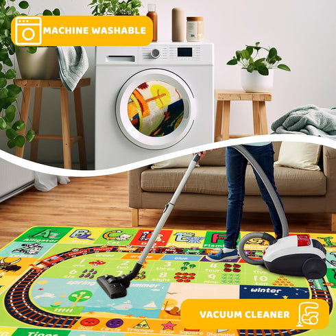 Mfmiudole 59"39.4" ABC Kids Rug for Playroom Baby Play Mat Alphabet Rug Animal Number Shape Classroom Rug Kids Playroom