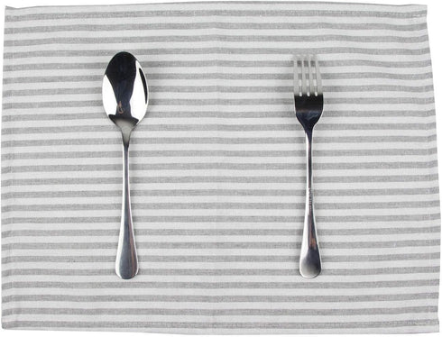 Plain Striped Cotton Linen Blended Dinner Cloth Napkins, Set of 12, 40 x 30 cm, Grey for Events & Home