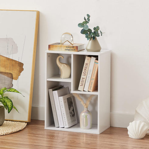 VECELO 3-Cube Small Bookshelf, Modern Bookcases with Shelves, Vertical or Horizontal Cubby Storage Organizer, Pearl