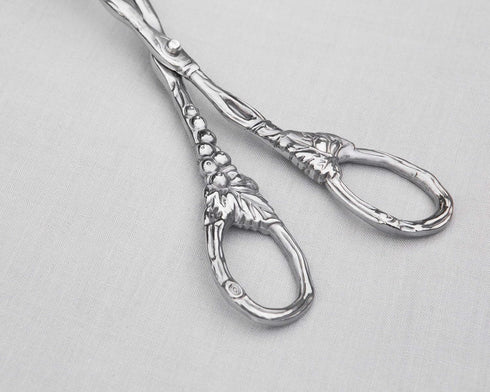 Arthur Court Designs Grape Pattern Heavy Duty Aluminum Serving Tongs, 10.5 inch Long, Polished Salad Servers