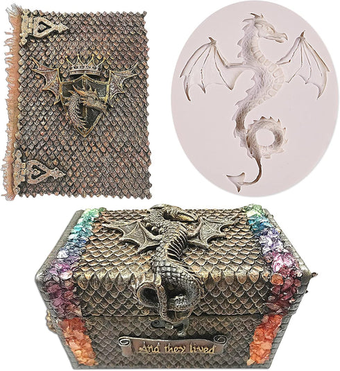 Dragon Silicone Fondant Molds, 3 PACK Swords Shield Battle Mold for Cake Decorating, Cupcakes, Chocolate