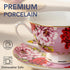 Set 6, 8 oz, Sets, BTaT- Tea Cups and Saucers, of Floral Design, Porcelain Tea Cup Dishwasher Safe