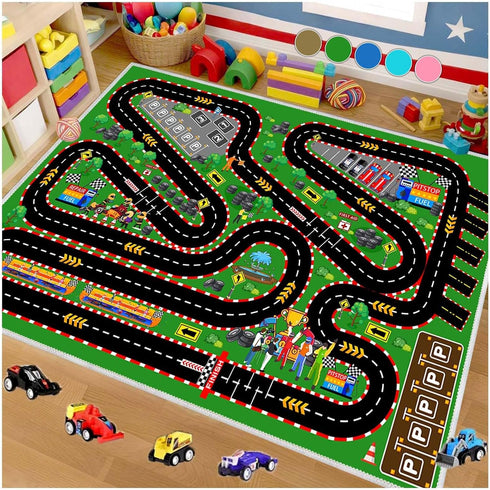 Kids Car Rug for Play Toy Cars, 31''x47'' Race Track Playmat Carpet
