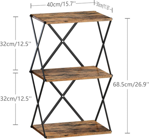 3-Tier ET-03RB End Table Small Side Table Tall Bedside Night Stand with Storage Sofa Side desks for Living Room Bedroom