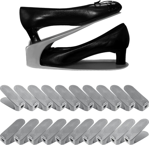 One-Piece Shoe Slot Organizer 20 Pack, Space-Saving Stackers for Closet, Entryway &