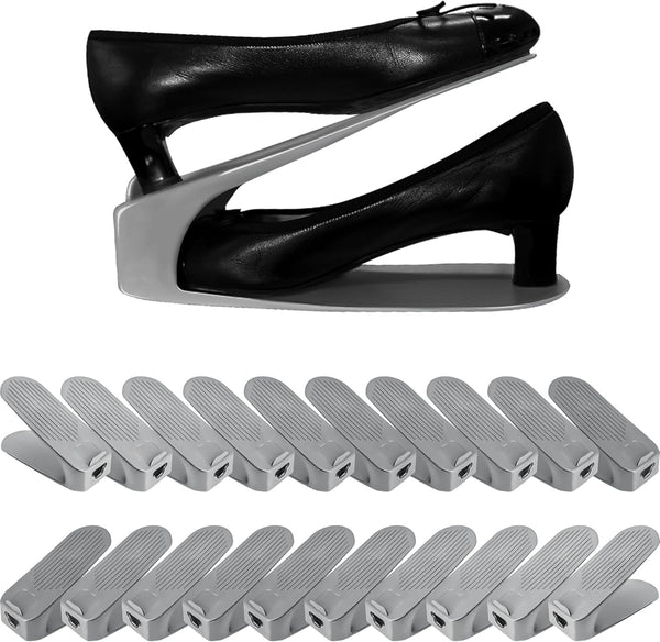 One-Piece Shoe Slot Organizer 20 Pack, Space-Saving Stackers for Closet, Entryway &