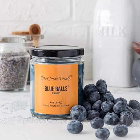 Blue Balls - Blueberry Scented Candle - Funny 6 Ounce Jar Candle
