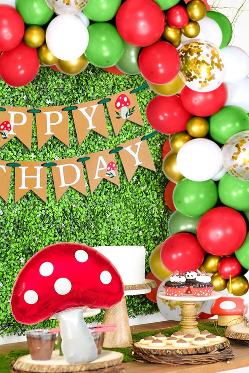 43 JeVenis PCS Mushroom Birthday Banner Party Decoration Mushroom Balloon Garden Party Birthday Banner Fairy Woodland