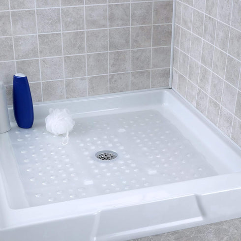 SlipX Solutions 27" Oversize Square Shower Mat - Non-Slip Mat for Elderly & Kids, Machine Washable, White Pearl