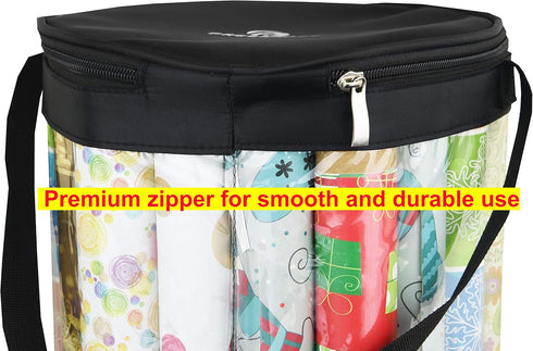Freegrace Large Gift Wrap Organizer | 9" x 40.9" Wrapping Paper Rolls Storage Bag, Tearproof Under Bed Organization