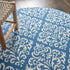 Nourison Grafix Damask Blue Area Rug, 5'3" x ROUND, Easy-Cleaning, Non-Shedding for Bedroom, Living Room, Dining Room,