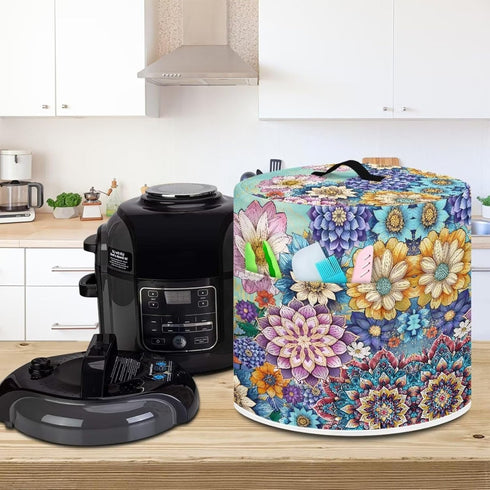 Colorful Boho Mandala Pressure Cooker Cover with Handle and Storage Pocket for Air Fryer and Toaster