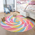 4Ft Kids Rug Play Mat Round Rainbow Lollipop Girls Bedroom Carpet Circle Candy Nursery Mat Playroom Rug for Children