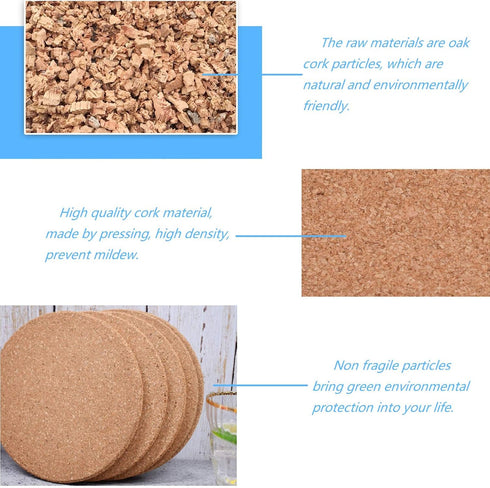 12 Pcs Cork Coaster for Drink, Absorbent Heat Resistant Reusable Tea or Coffee Coaster, Blank Coasters for Crafts, Warm