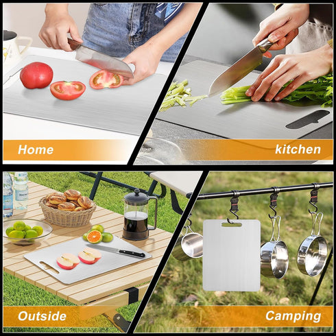 FODDOM 100% ((11.5L*8W) (9.8L*6W)) Titanium Cutting Boards for Kitchen, Pure Titanium Cutting Board, Stainless Double