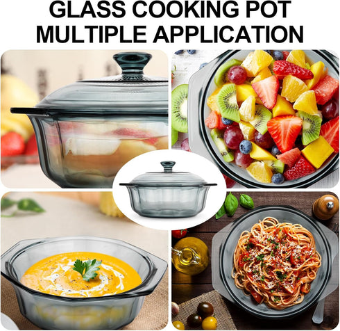 Mini Glass Casserole Dish with Lid, Oven Safe, Microwave Safe, Round Casserole Cookware with Handles, 33.08oz