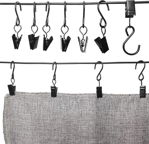 Stainless Steel S Hooks Curtain Clips, 50 Pack Hanging Party Lights Clips Hangers for Photo, Art Craft Display, 2.4