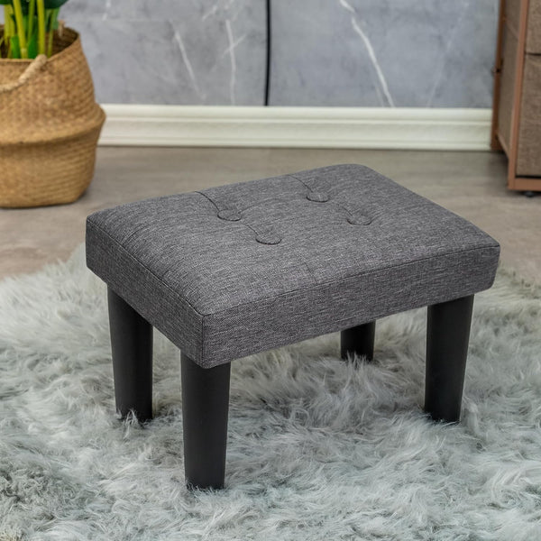 CAROLMADE Ottoman Foot Rest, Linen Small Ottoman Foot Stool with Legs Modern