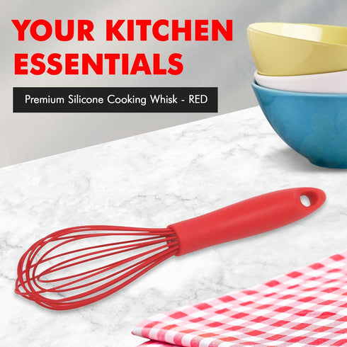 Chef Craft Premium Silicone Wire Cooking Whisk, 10.5 Inch, Red Color
