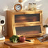 GHWIE Double Layer Bamboo Bread Box, Large Capacity Kitchen Counter Storage Bin with Acrylic Wavy Door Panel, Natural