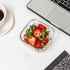 Square Glass Storage Container, Stackable BPA Free Airtight Seal Food Containers with Lids, 5"x5" x 2.5", 4 Pack, White
