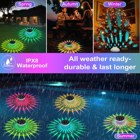 ZRYBOMY 6 IPX8 1 Pack RGB Solar Floating Pool Lights, Smart Auto ON/Off Pool Light with Lighting Modes, Waterproof LED