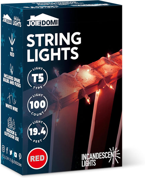 Indoor,100 Count Light,21.4 Joiedomi Christmas String Lights Mini Red FT Lighting Decor for Patio Dorm Classroom