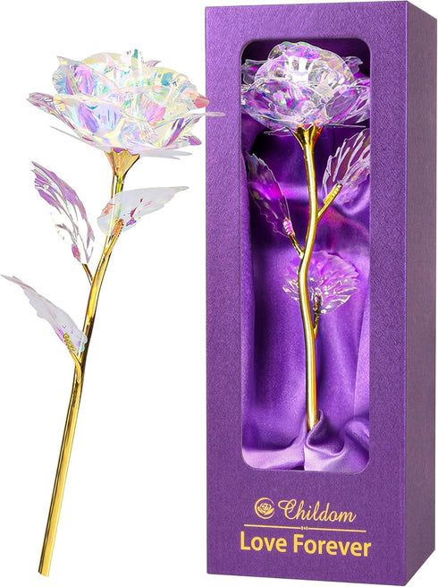 Childom Birthday Gifts for Women, Christmas Rainbow Rose Gifts for Her Mom, Sweet Artificial Flower Present