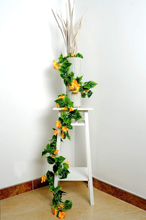 AirSun Artificial Morning Glory Flower Vines, 2pcs 15Feet Silk Garland for Home Garden Decor