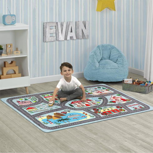 LIVEBOX Kids Rug 3'x5' Car Rug Play Mat for Playing Cars, City Life Educational Carpet for Children