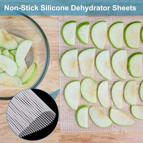uxcell 19.5 x 14.6" White Silicone Dehydrator Sheets, 9 Pcs Non-Stick Reusable Fruit Dryer Mat for Food Dehydrator