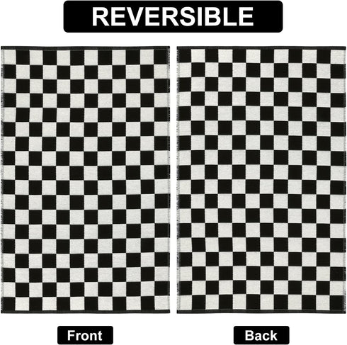 Seavish Checkered Rug, 2x3 Ft - Moroccan Black and White Outdoor Washable Cotton Woven Area Rug for Entryway