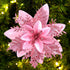 Christmas Poinsettia Artificial Flowers, 12 Pcs Glitter Picks for Wreaths Garland Decoration for Xmas
