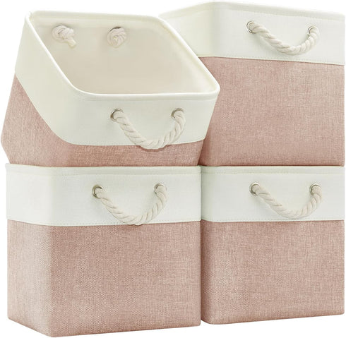 Cube Storage Bins 11 Inch Foldable Fabric Organizers with Handles, 4 Pack for Home, Closet, Toy, Book, Laundry