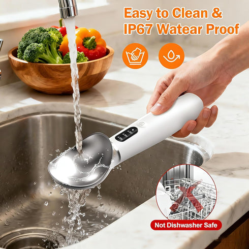 undersary 3-Speed IP67 Heated Ice Cream Scoop - Electric Warming Scooper, Rechargeable USB-C Fast Charge with LED