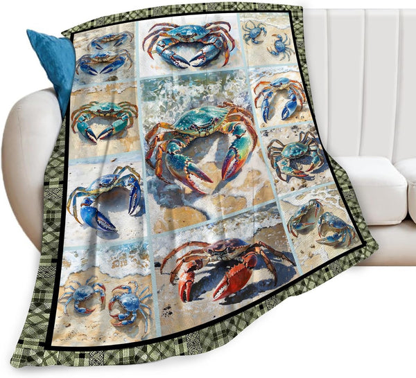 Luxvio Crab Blanket Coastal Crabs Throw Blanket Soft Warm Cozy Fuzzy Plush Gifts