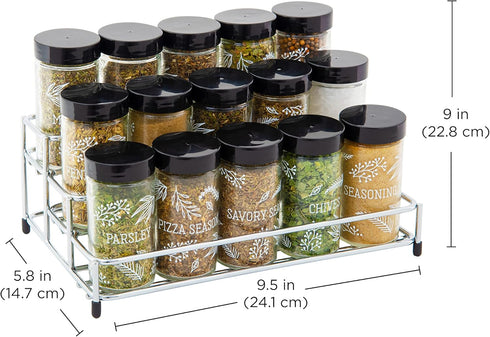 15 Countertop 5 9.5 5.8 9 Kamenstein Jar Lincoln Spice Rack with Spices Included, FREE Spice Refills for Years, Chrome