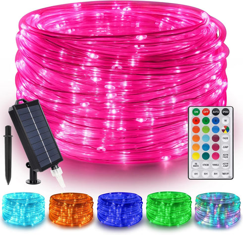 16FT 50 LED Solar Rope Lights, 18 Colors with Timer, 5 Modes,