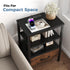 OLIXIS Nightstand with Charging Station, Bedside Tables with USB Ports and Fabric Drawer, Small Night Stand with Open