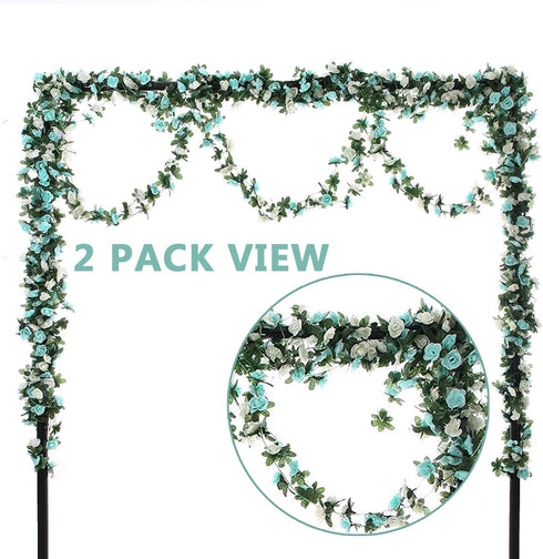 Miracliy 5Pcs 41FT Blue and White Flower Garland, Artificial Rose Arch Vines for Wedding Backdrop Decoration